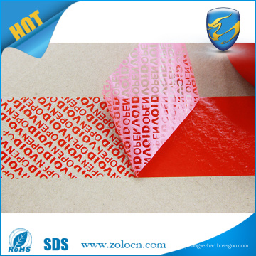 Anti-counterfeiting tamper evident adhesive void open tape